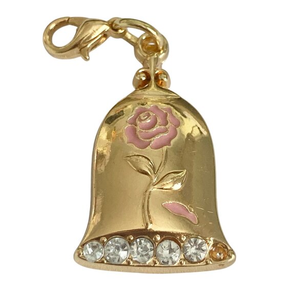 Disney Beauty & The Beast Enchanted Rose Charm Bell Princess Belle Zipper Pull - Picture 1 of 8